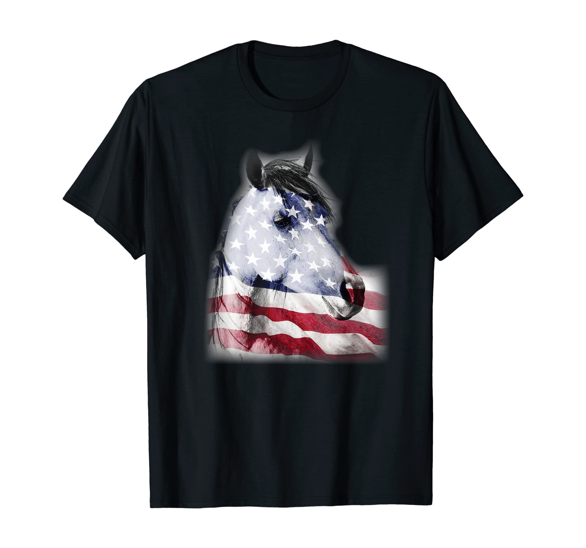 Patriotic Horse Head T Shirt Horse Lover Independence Day