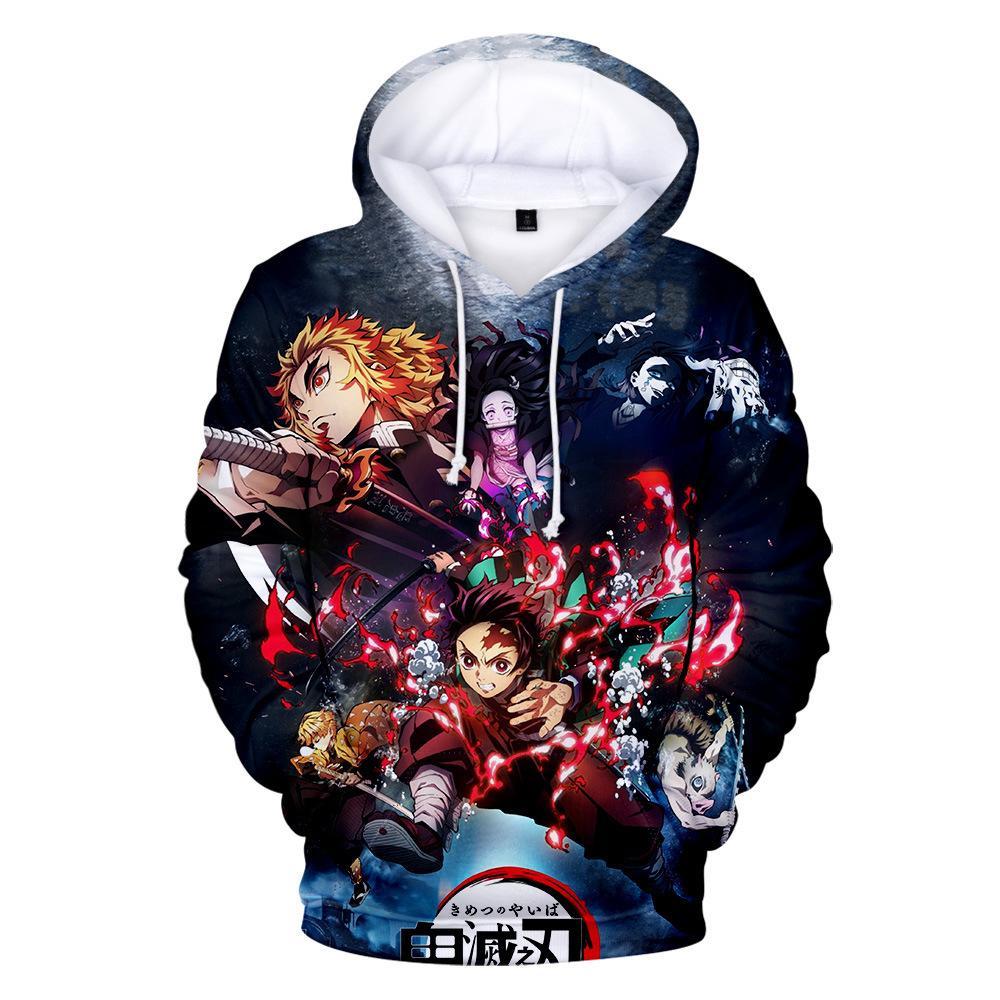 Demon Slayer Mugen Train Hoodie Long Sleeve Pullover Sweatshirt For Adult