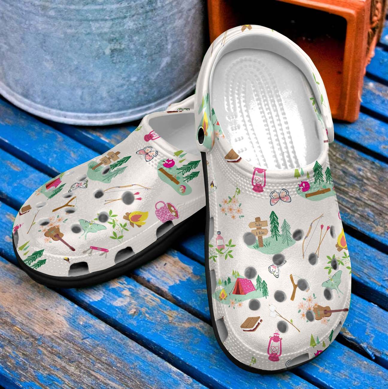 Camping Personalized Clog, Custom Name, Text, Color, Number Fashion Style For Women, Men, Kid, Print 3D Happy Camping