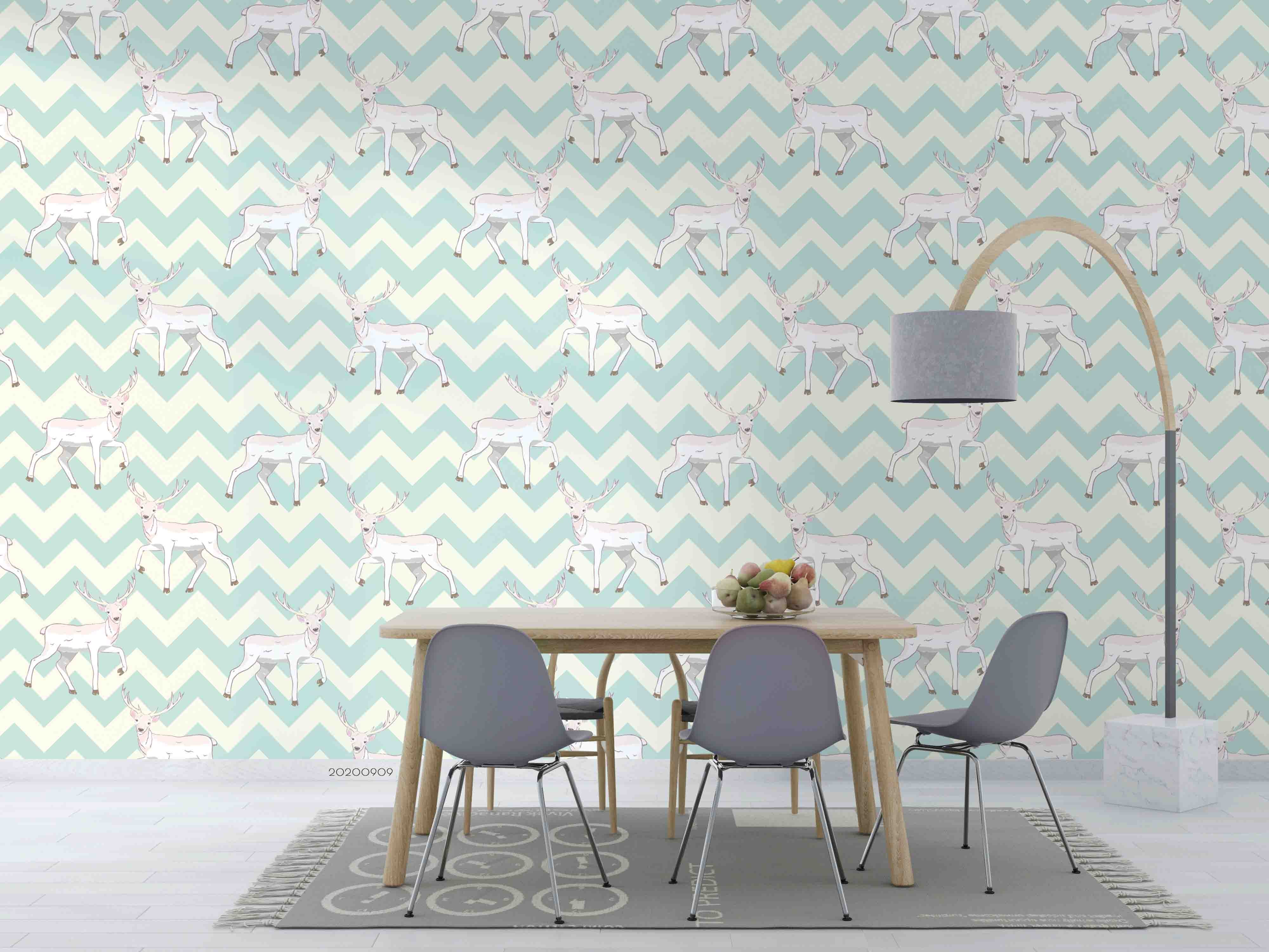 3D Deer Animal Blue Wave Wall Mural Wallpaper Lxl 6671