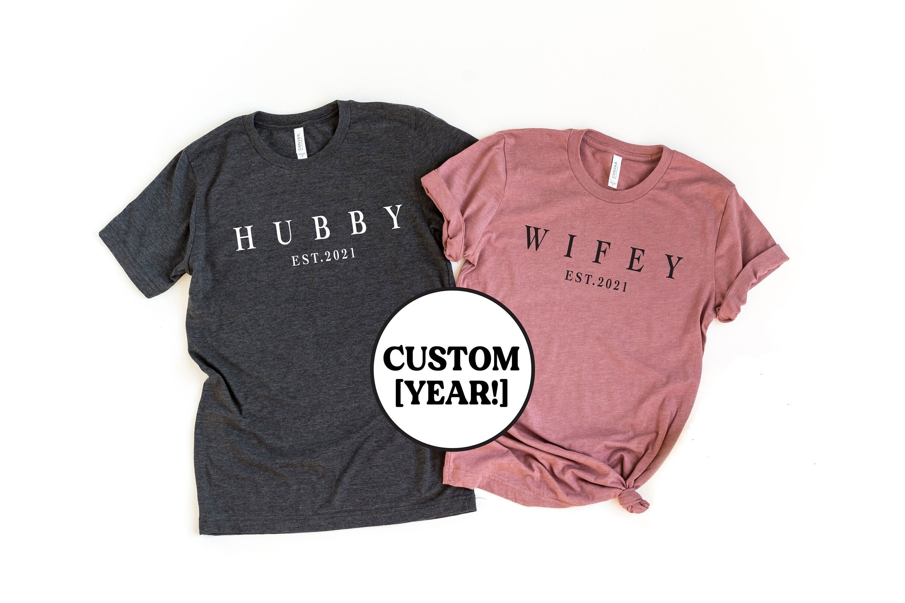 Wifey Hubby Est 2021 tshirts, Honeymoon Shirts, Newly Engaged Shirt, Hubby Wifey Est 2021, Husband and Wife Shirt