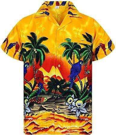 High Quality Parrot Flowers Funky Hawaii Aloha Shirts Ha73416