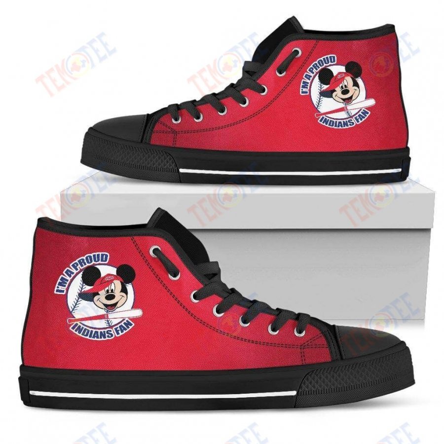 Mens Womens Cleveland Indians Fan Mickey Circle High Top Shoesshoes TMT338