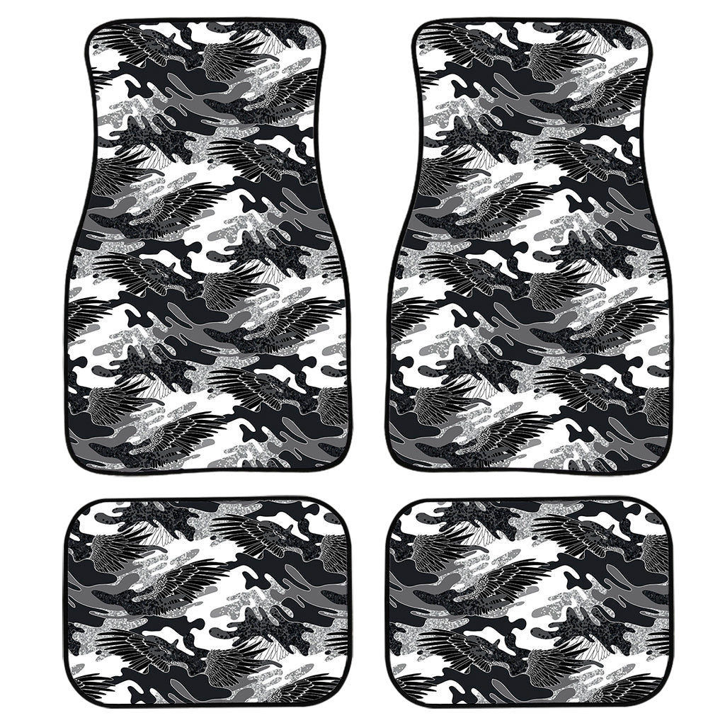 Camouflage Dazzle Wings Pattern Print Front And Back Car Floor Mats, Front Car Mat