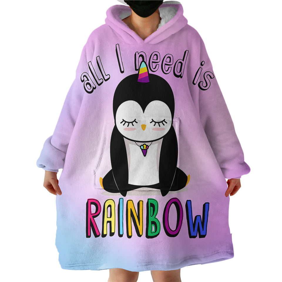 Rainbow Penguin Swlf1299 Hoodie Wearable Blanket