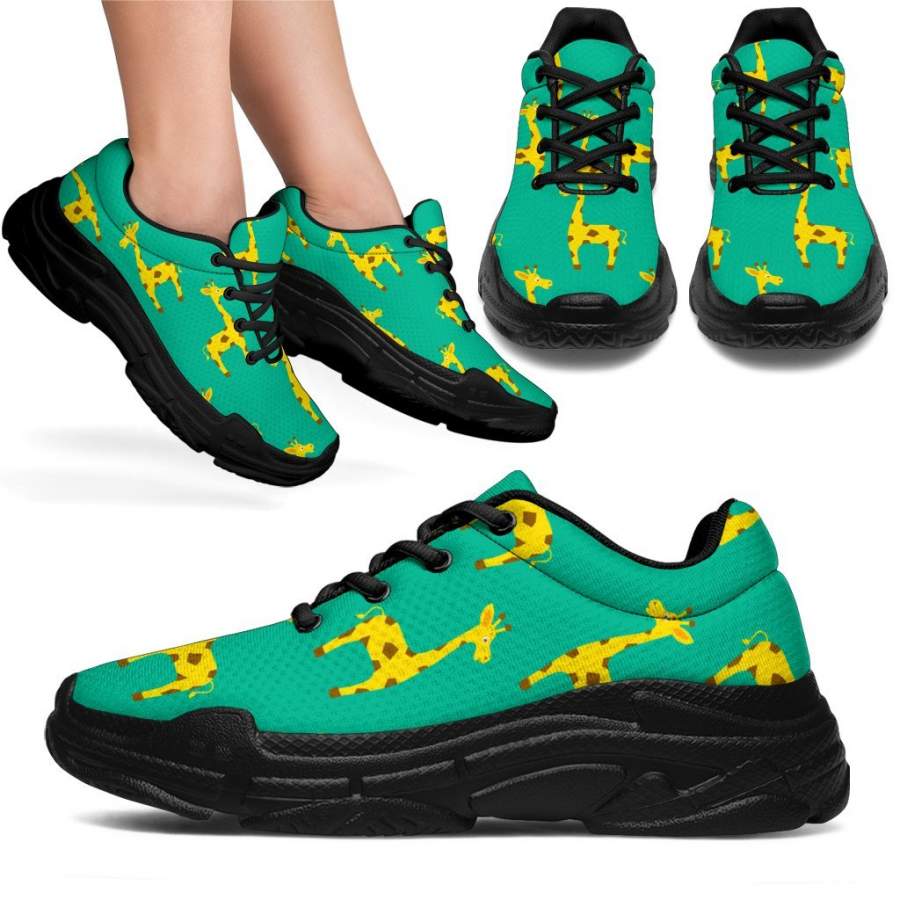 Cute Cartoon Giraffe Pattern Print Chunky Sneakers