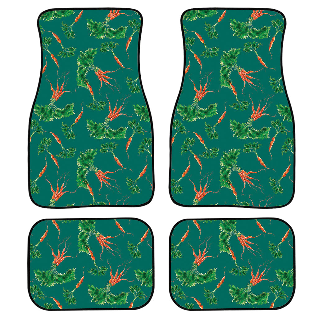 Watercolor Carrot Pattern Print Front And Back Car Floor Mats, Front Car Mat