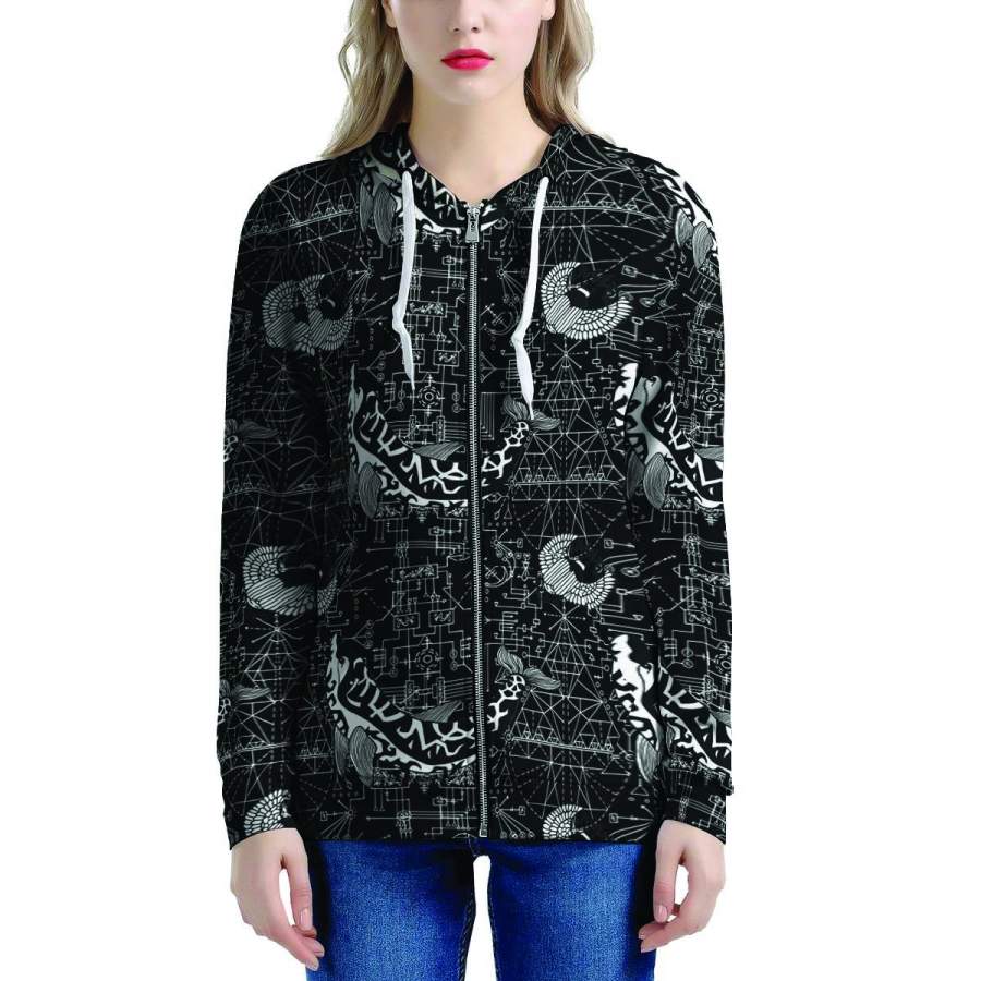 Dolphin Gothic Witch Women’s Zip Up Hoodie