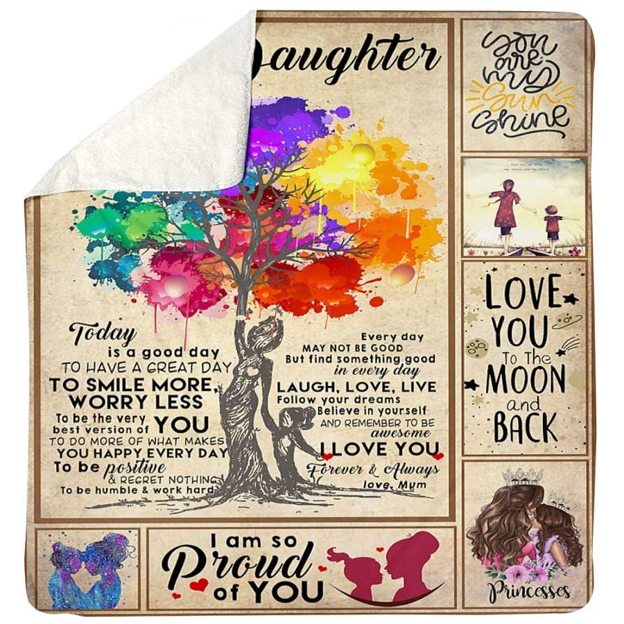 To My Daughter I Am So Proud Of You Custom Design Gifts Sherpa Blanket