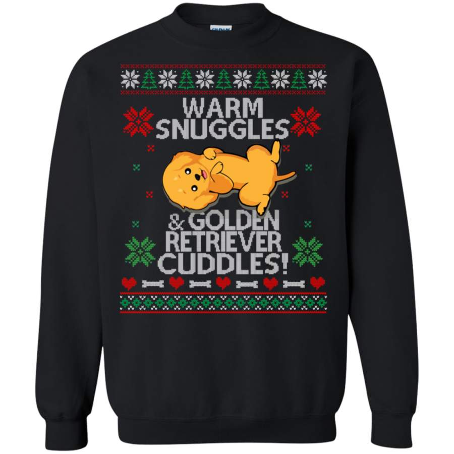 Warm Snuggles Golden Retriever Cuddles Ugly Christmas Sweatshirt