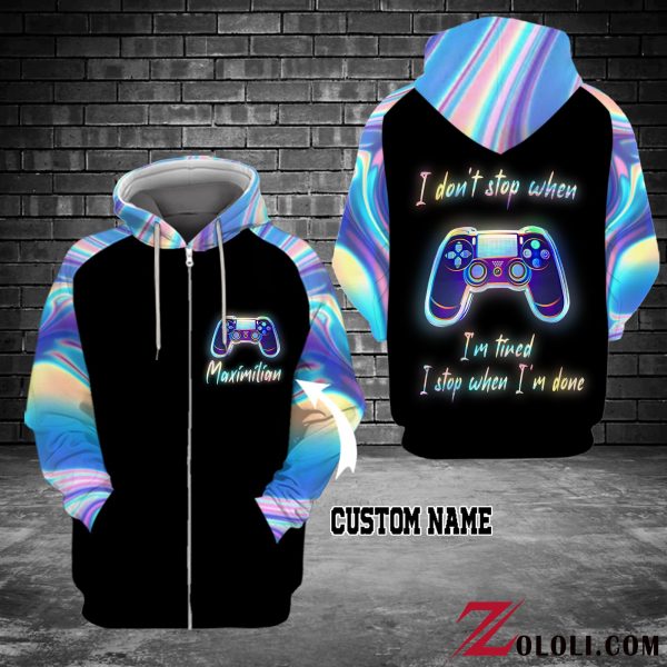 Holographic Playstation I Don’T Stop When I’M Tired. I Stop When I’M Done – Hoodie 3D – Txx