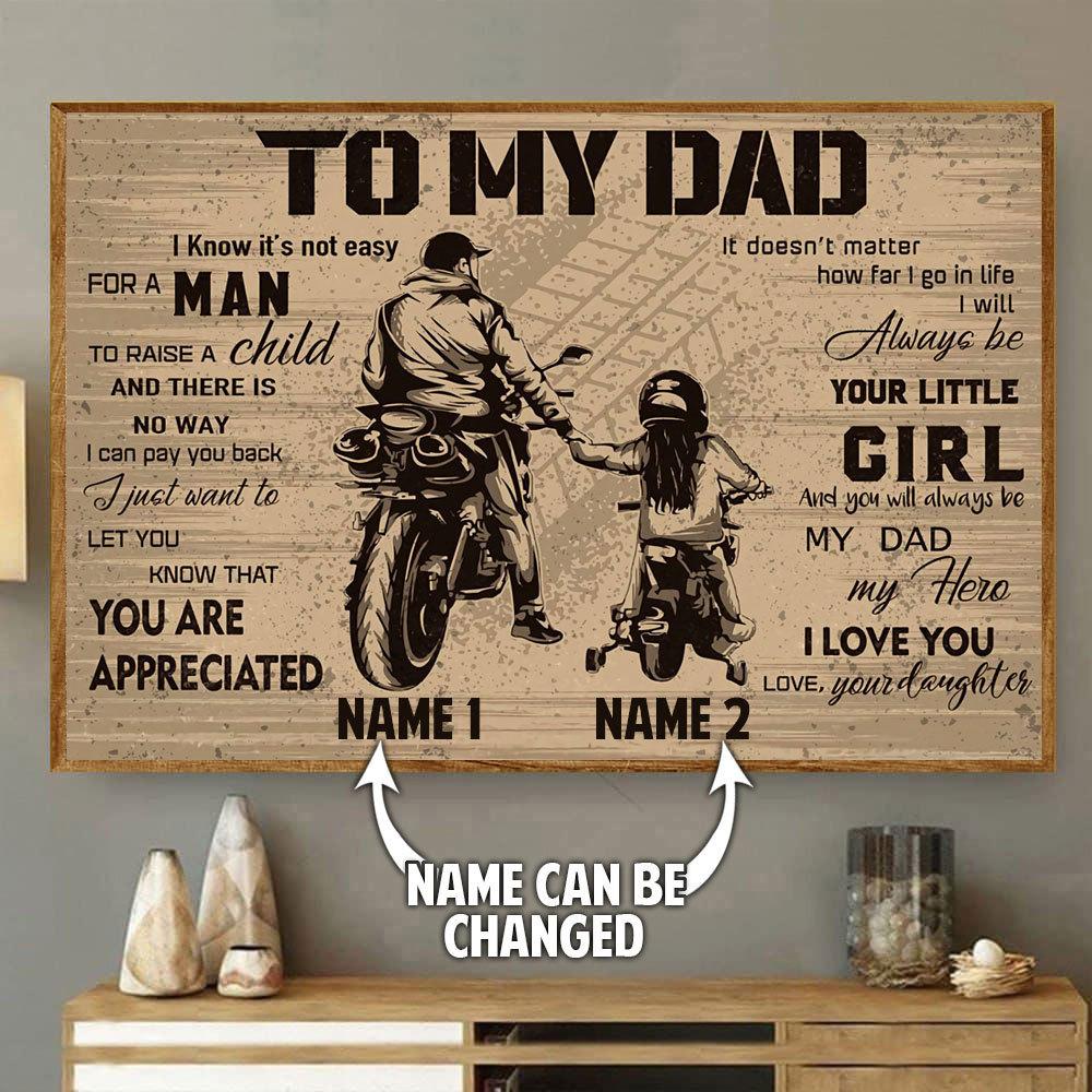 To My Dad Riding Canvas Painting Art Personalized Home Decoration Gift Idea Gift Fathers Day