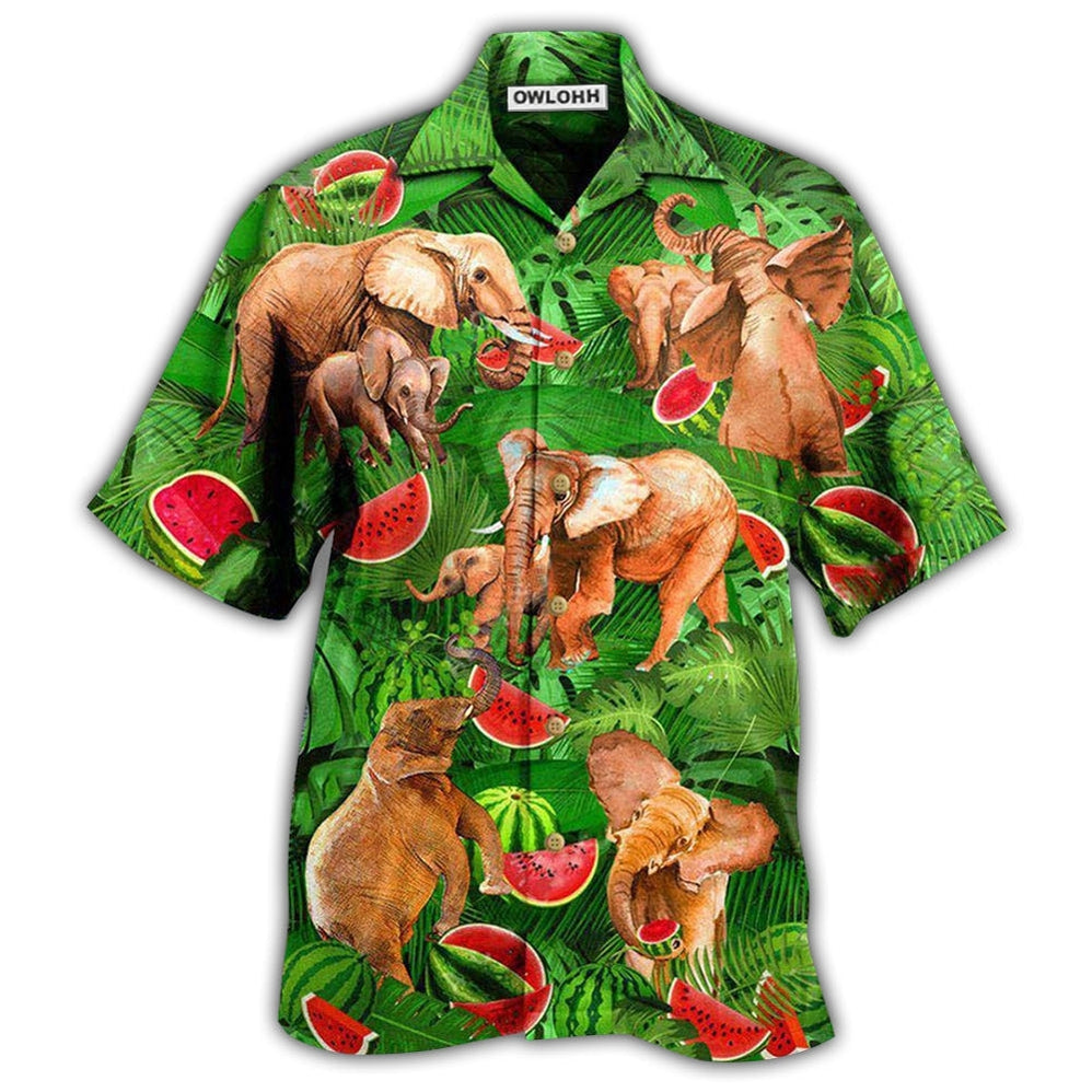 Elephant Funky Watermelon With Elephants Green Leaves Hawaii Shirt Ha83190