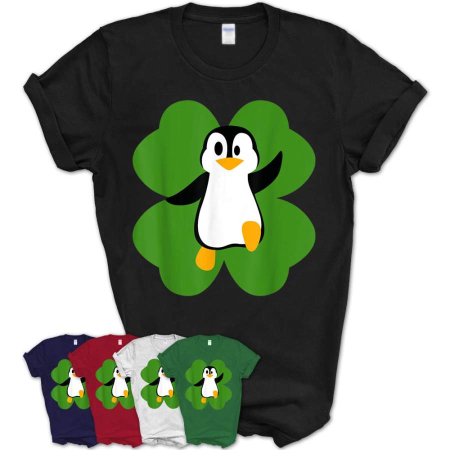 Penguin On 4 Leaf Clover T-Shirt – St. Patricks Day Pun Tee