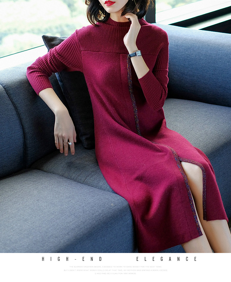 ZUOMAN 2020 Autumn Vintage Red Loose knitting Dress Winter 3XL Plus Size Long Sleeve Dress Women Elegant Bodycon Party Vestido alx