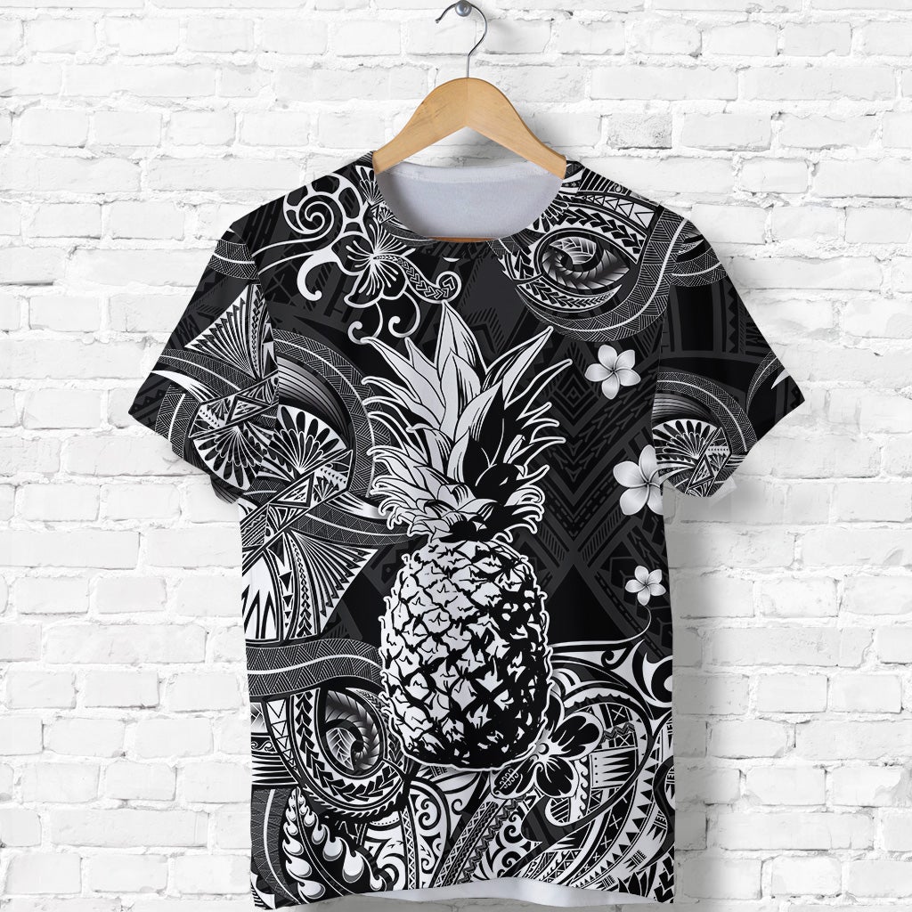 Hawaiian Pineapple Polynesian T Shirt Unique Style Black Ha101329