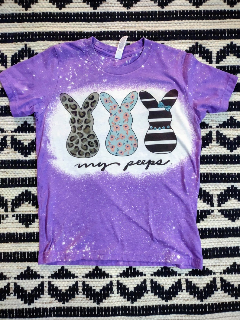 My Peeps Bunny Easter Day Bleached T-Shirt 2D #Kv