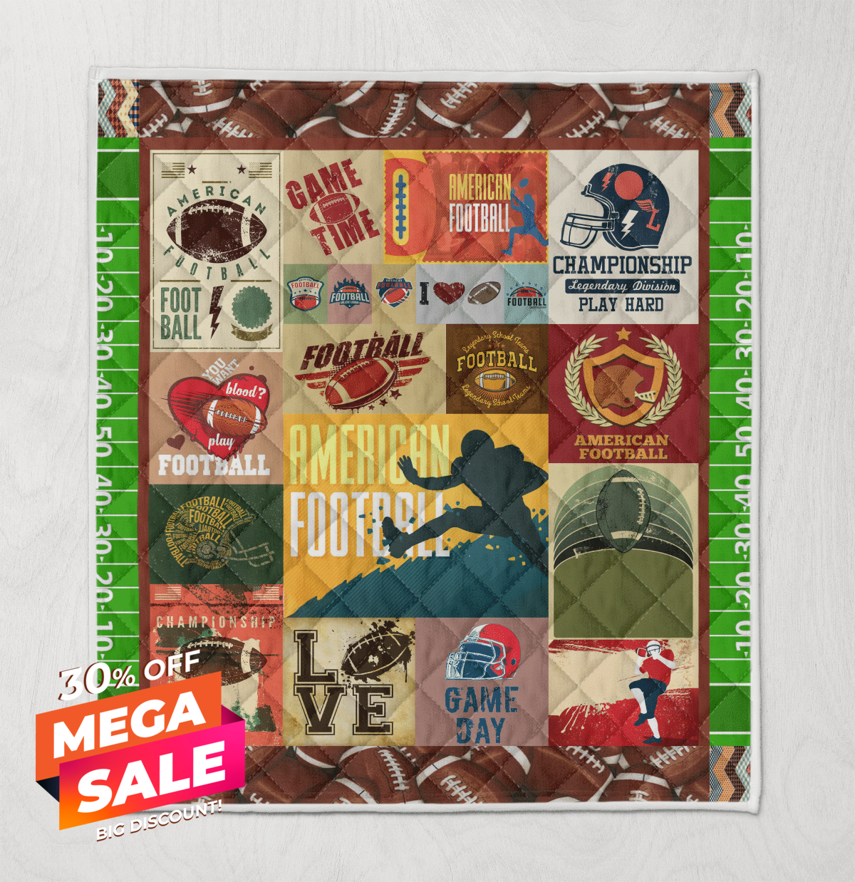 American Football  Game Time  Quilt Blanket