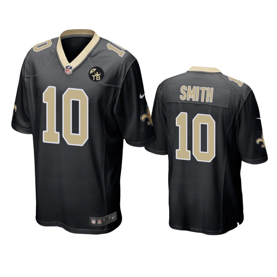 New Orleans Saints Trequan Smith Game Black Tom Benson Memorial Patch Mens Jersey