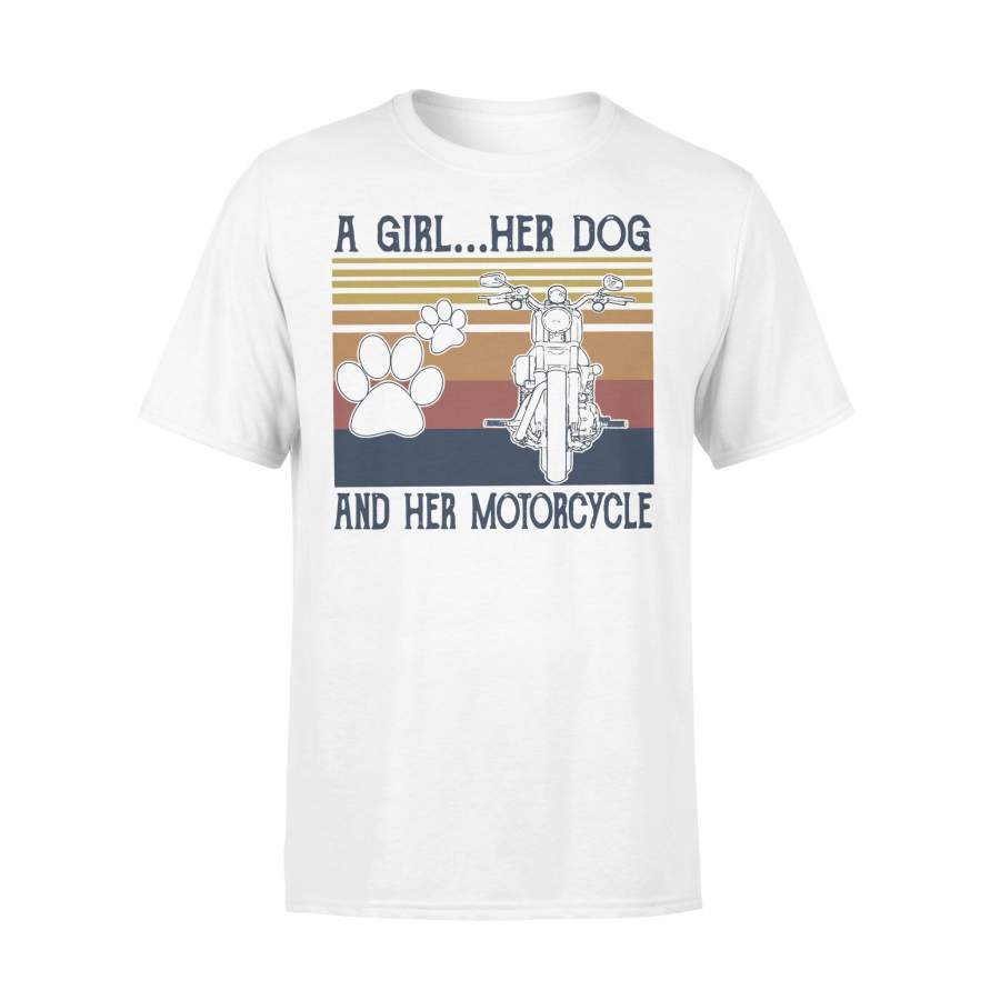 A Girl Her Dog And Her Motorcycle Vintage T-shirt