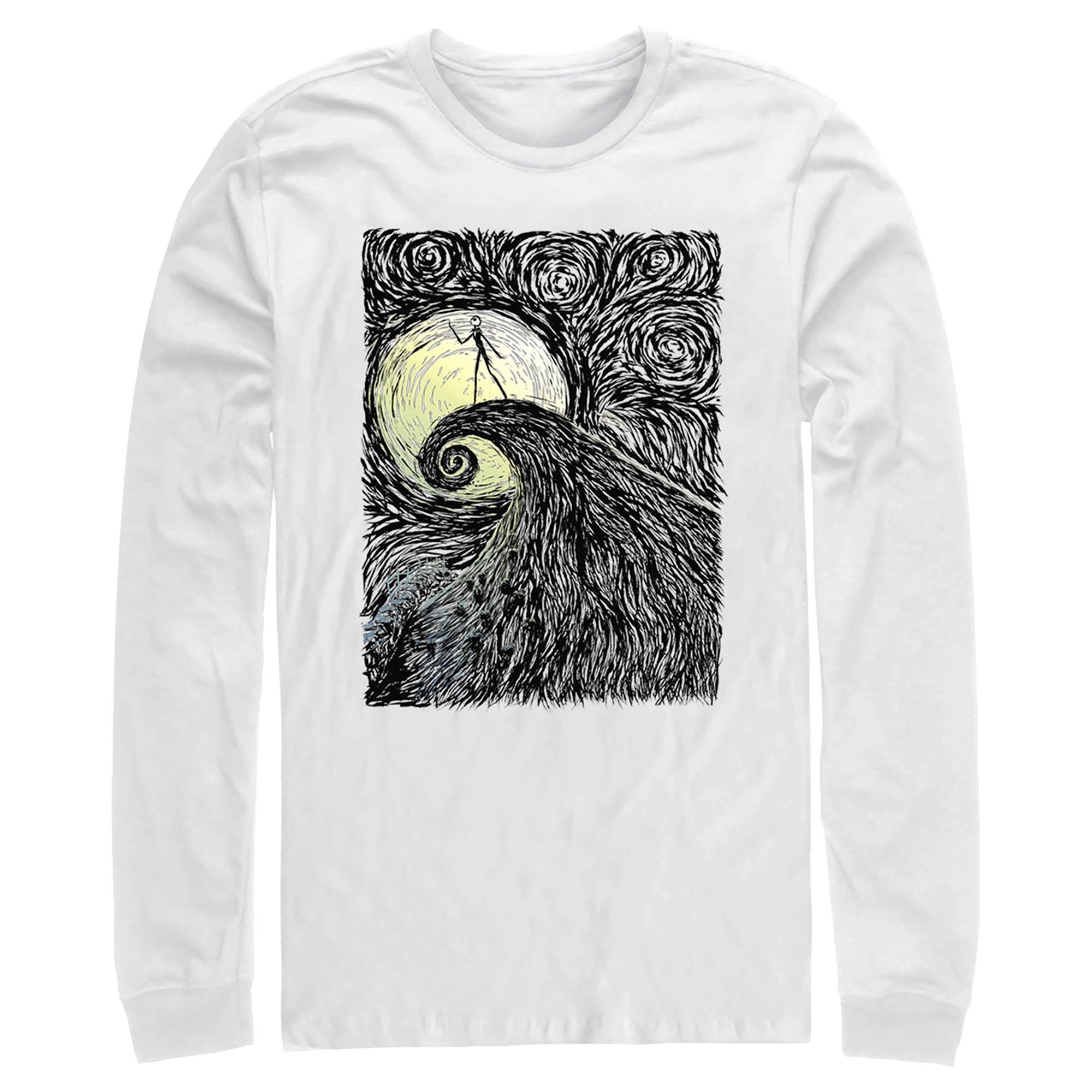 Men’S The Nightmare Before Christmas Jack Skellington Spiral Hill Painting Long Sleeve Shirt