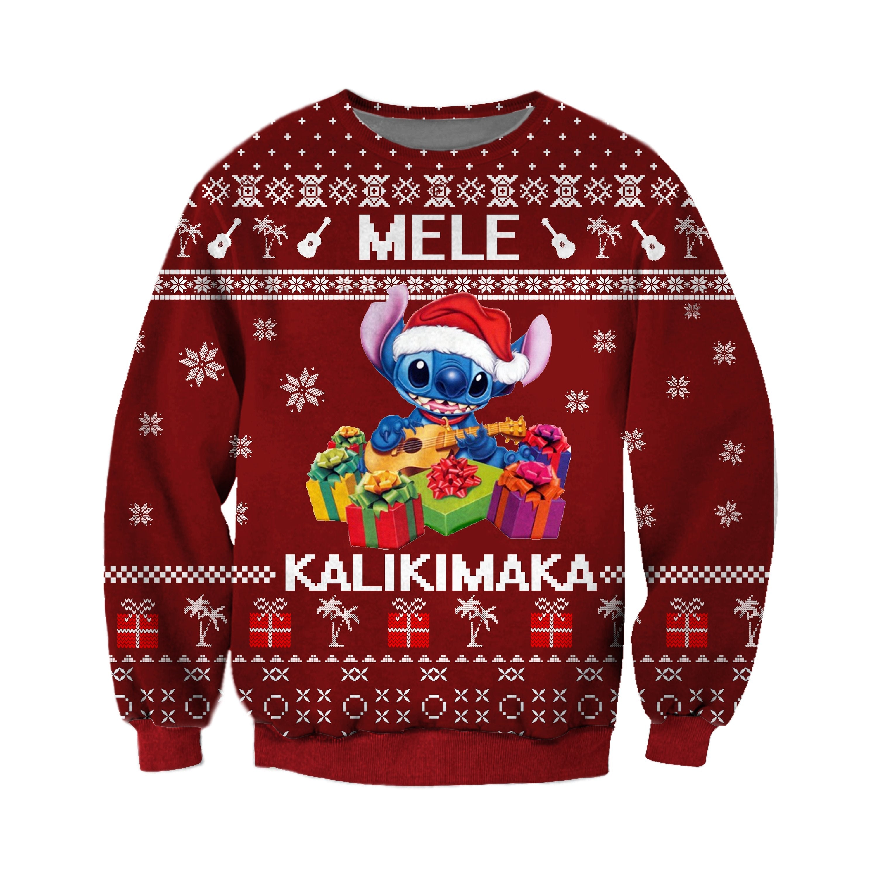 Unifinz Dn Chrsitmas Ugly Sweater Stitch Mele Kalikimala Christmas Red Sweater 2022