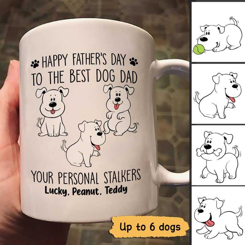 Good Morning Happy Father‘S Day Wagging Tails Dog Stalker Personalized Mug