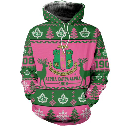 Alpha Kappa Alpha 1908 Sorority Inc  Ugly Christmas Hoodie Sweatshirt