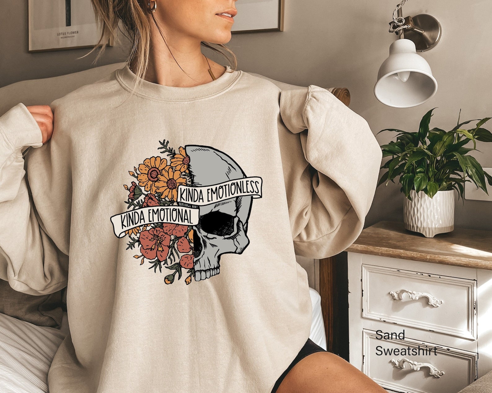 Flower Skull Shirt 2D Crewneck Sweatshirt All Over Print Sweatshirt For Women Sweatshirt For Men