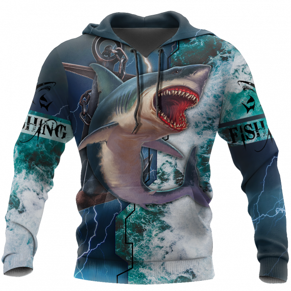 Shark Hunting Fishing Anchor Unisex Hoodie Hg