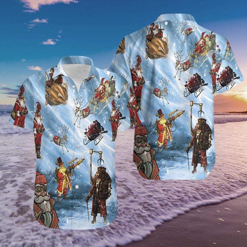 Get Here Hawaii Aloha Shirts Merry Steampunk Christmas Ha93476