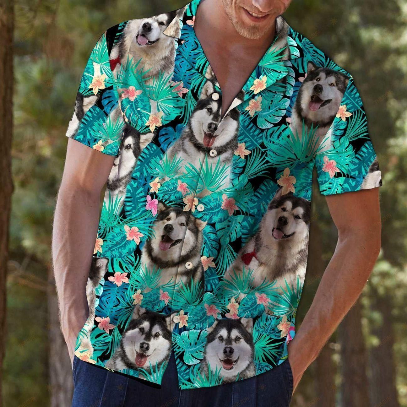 Alaskan Malamute Tropical Aloha Hawaiian Shirt Colorful Short Sleeve Summer Beach Casual Shirt For Men And Women