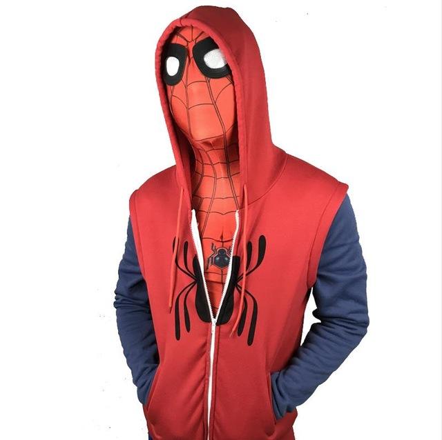 2017 Movie Spider-Man Homecoming Peter Parker Cosplay Superman Pullover Hoodies Men Sweatshirt Long Sleeve SpiderMan Jacket