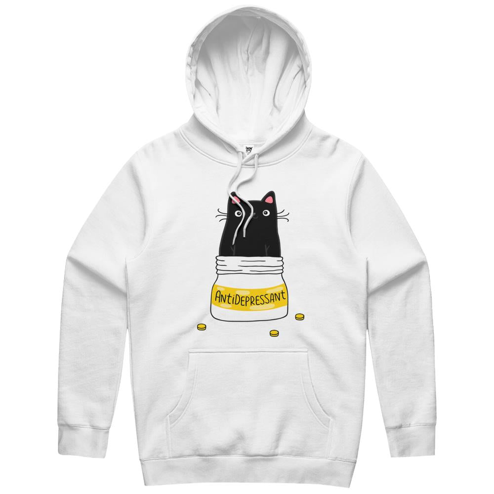 Fur Antidepressant . Cute Black Cat Illustration. A Gift For A Pet Lover. Hoodie