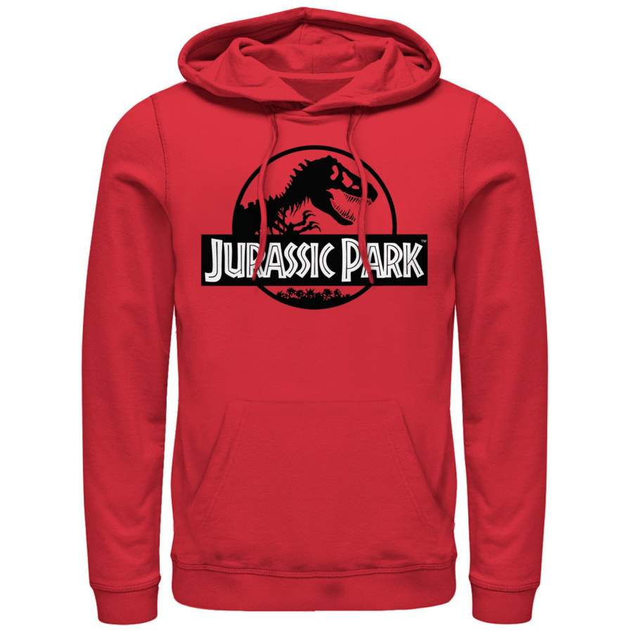 Jurassic Park Men’s Black and White Logo Lightweight Hoodie