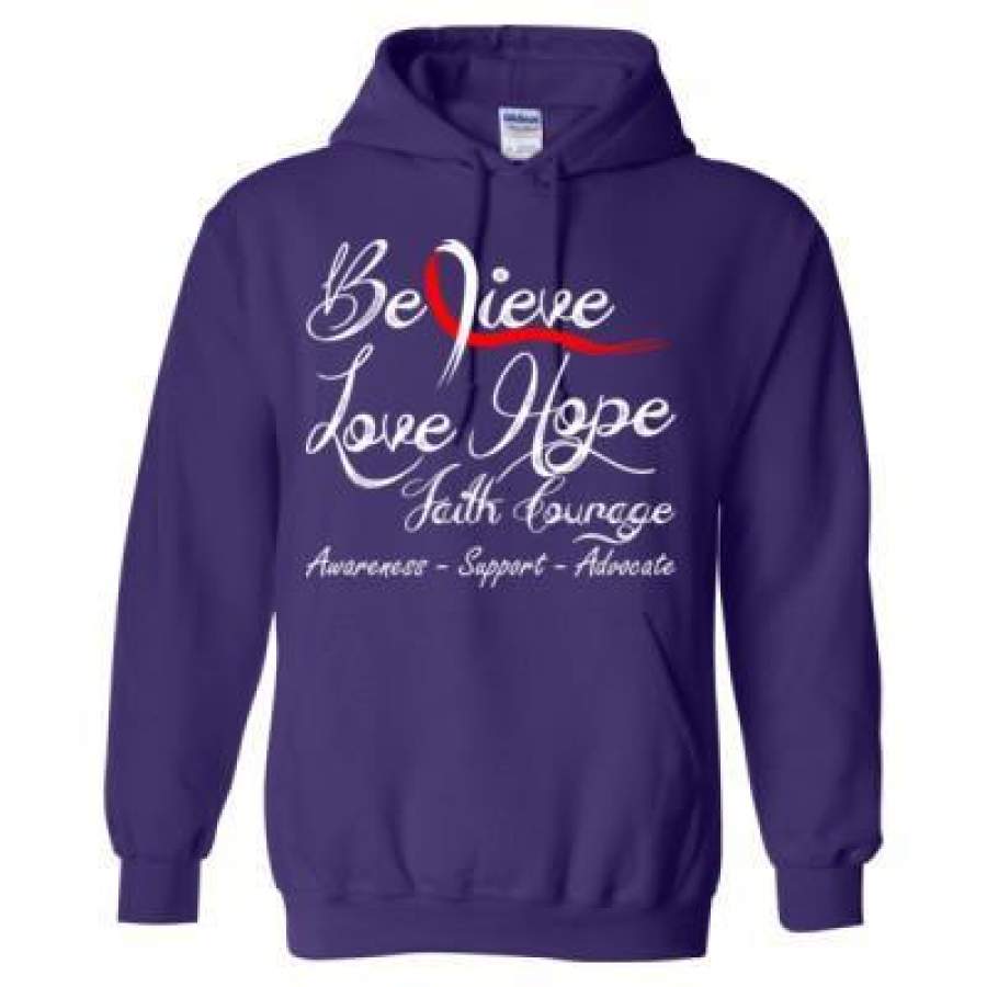 AGR Believe Love Hope Faith Courage Cancer Awareness Support – Heavy Blend™ Hooded Sweatshirt