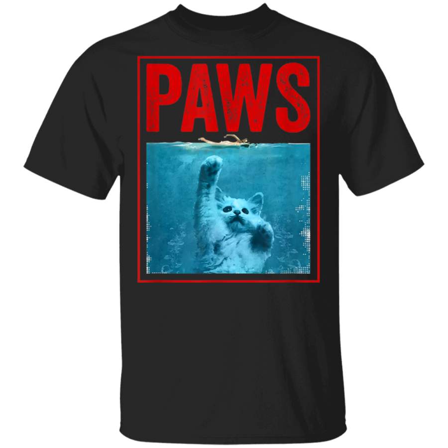 PAWS Funny Cat Kitten TShirt For Shark And Cat Lovers