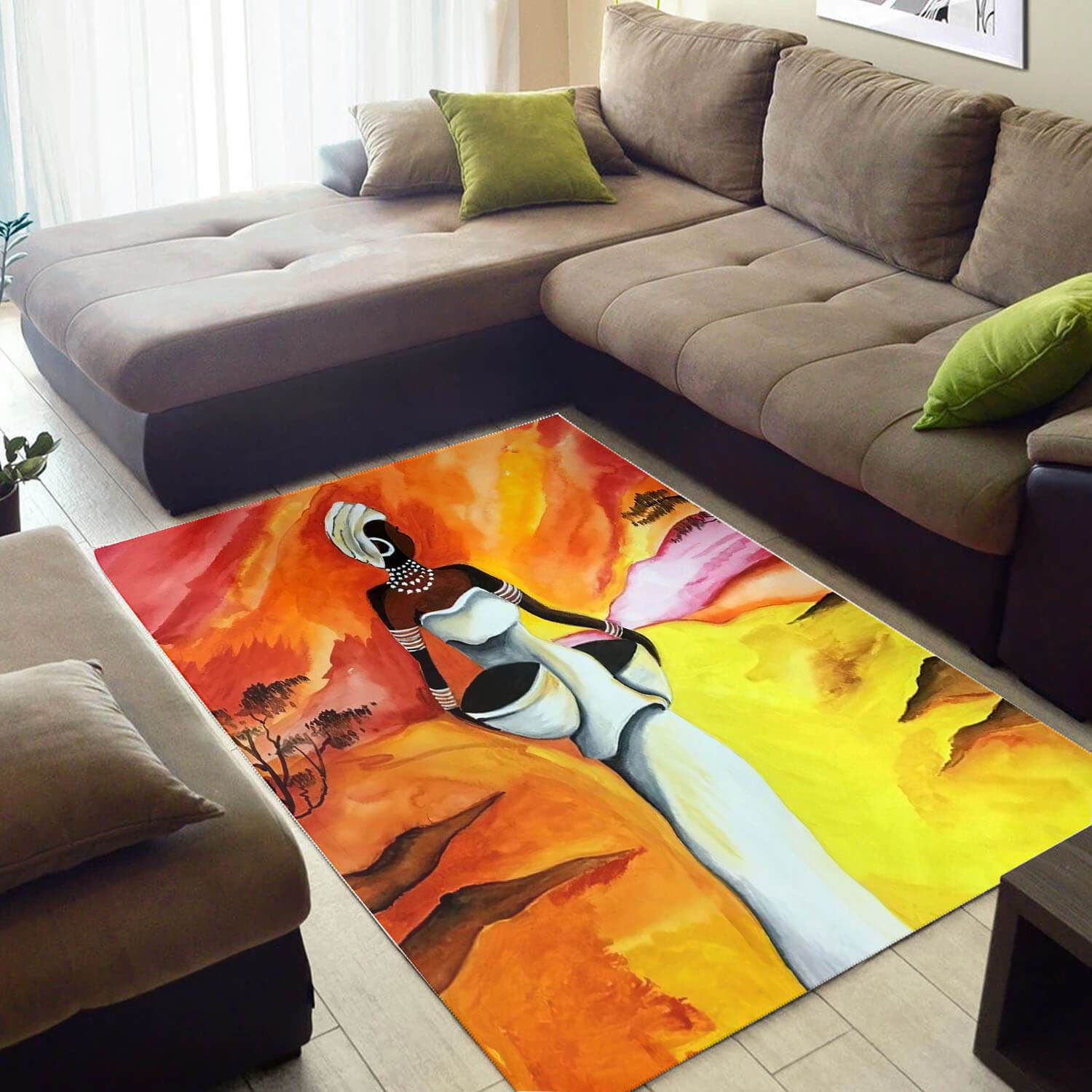 Inspired African American Rug Pretty Natural Hair Black Queen African Large Rug African Inspired Living Room WBG3732