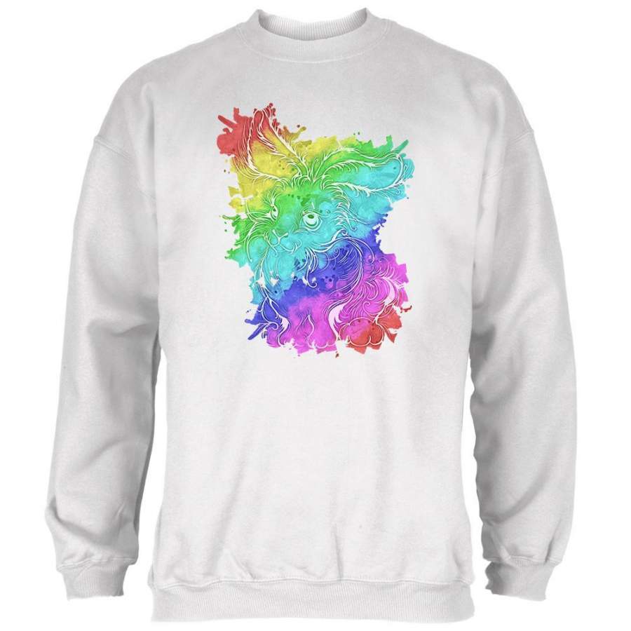 Rainbow Watercolor Easter Bunny Mens Sweatshirt