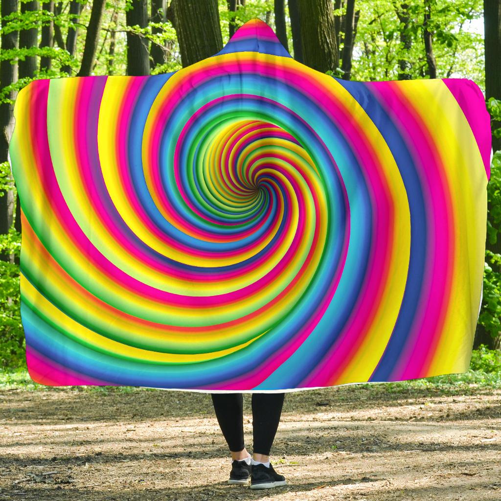 Vortex Twist Swirl Rainbow Design Hooded Blanket