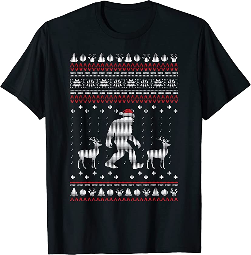 Believe In Bigfoot Santa Ugly Christmas Sasquatch Gift T-Shirt