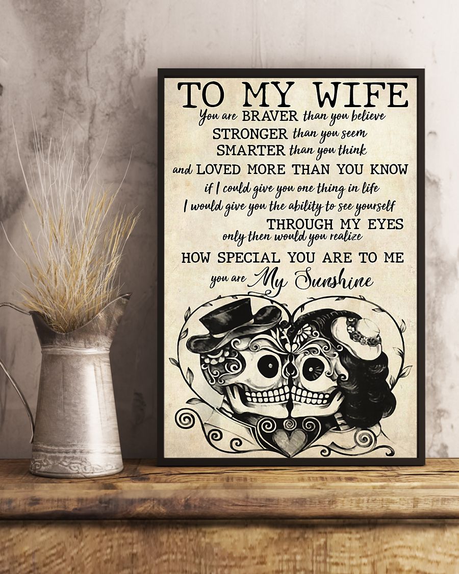 Skull Art – To My Wife Vertical Canvas And Poster | Wall Decor Visual Art