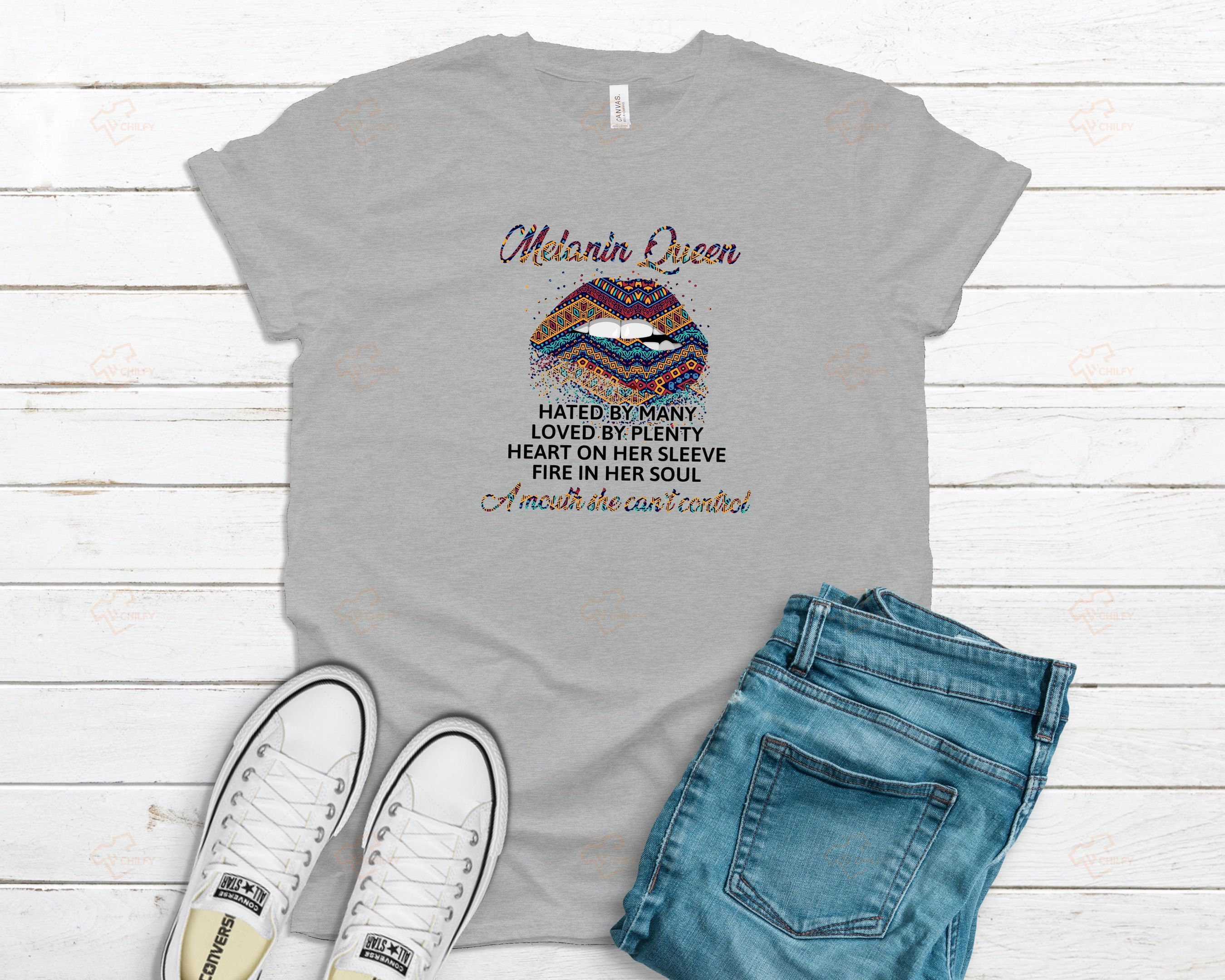 Melanin Queen Lips A Mouth She Can’T Control, Black Queen Shirt