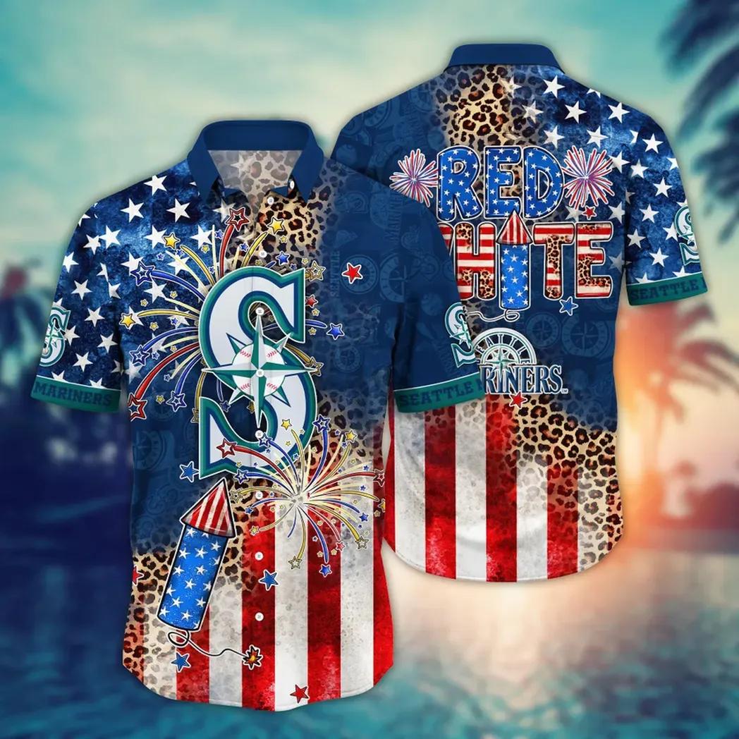 Seattle Mariners 4Th Of July Red White Hawaiian Shirt