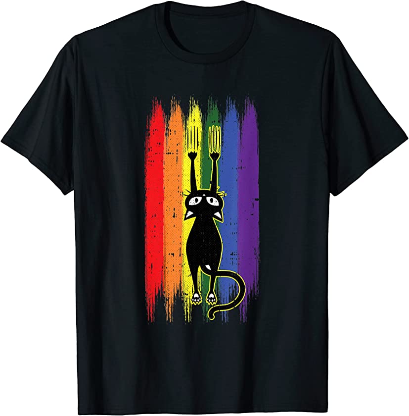 Cat Scratching Gay Pride Funny Kitten Paw Proud LGBT-Q Ally T-Shirt