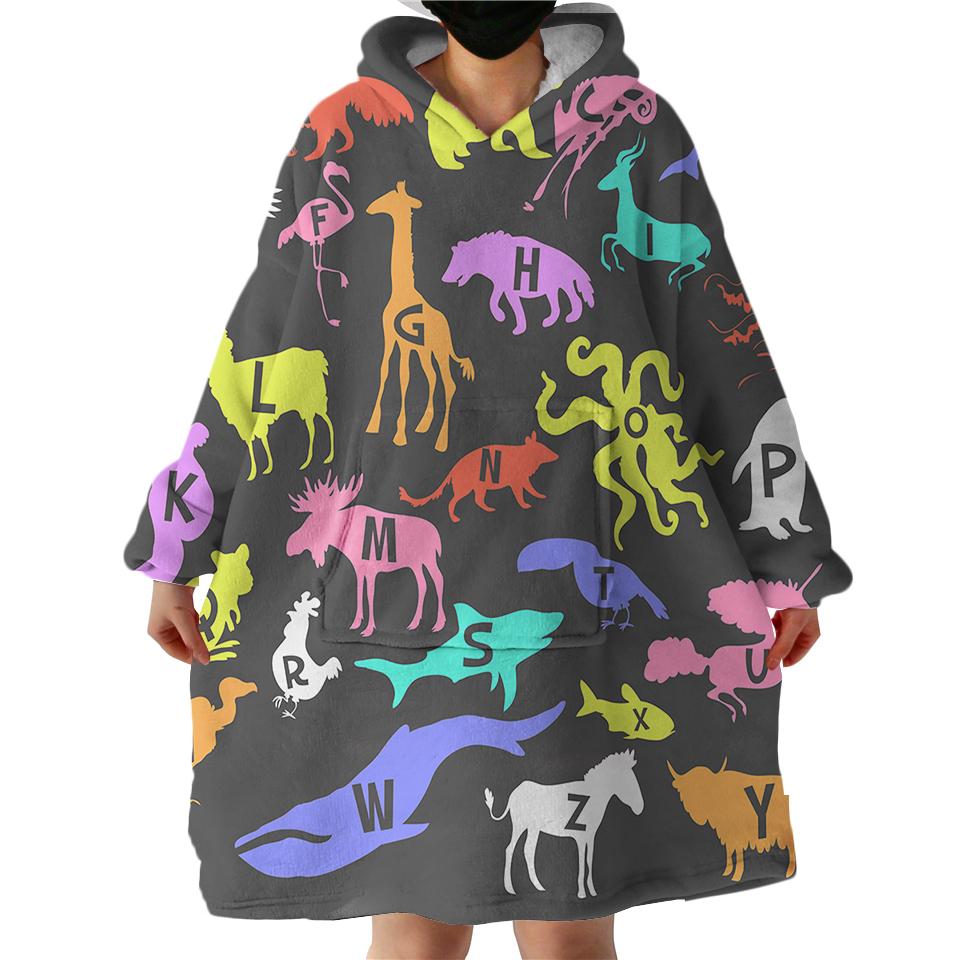 Animal Letters Swlf1825 Hoodie Wearable Blanket