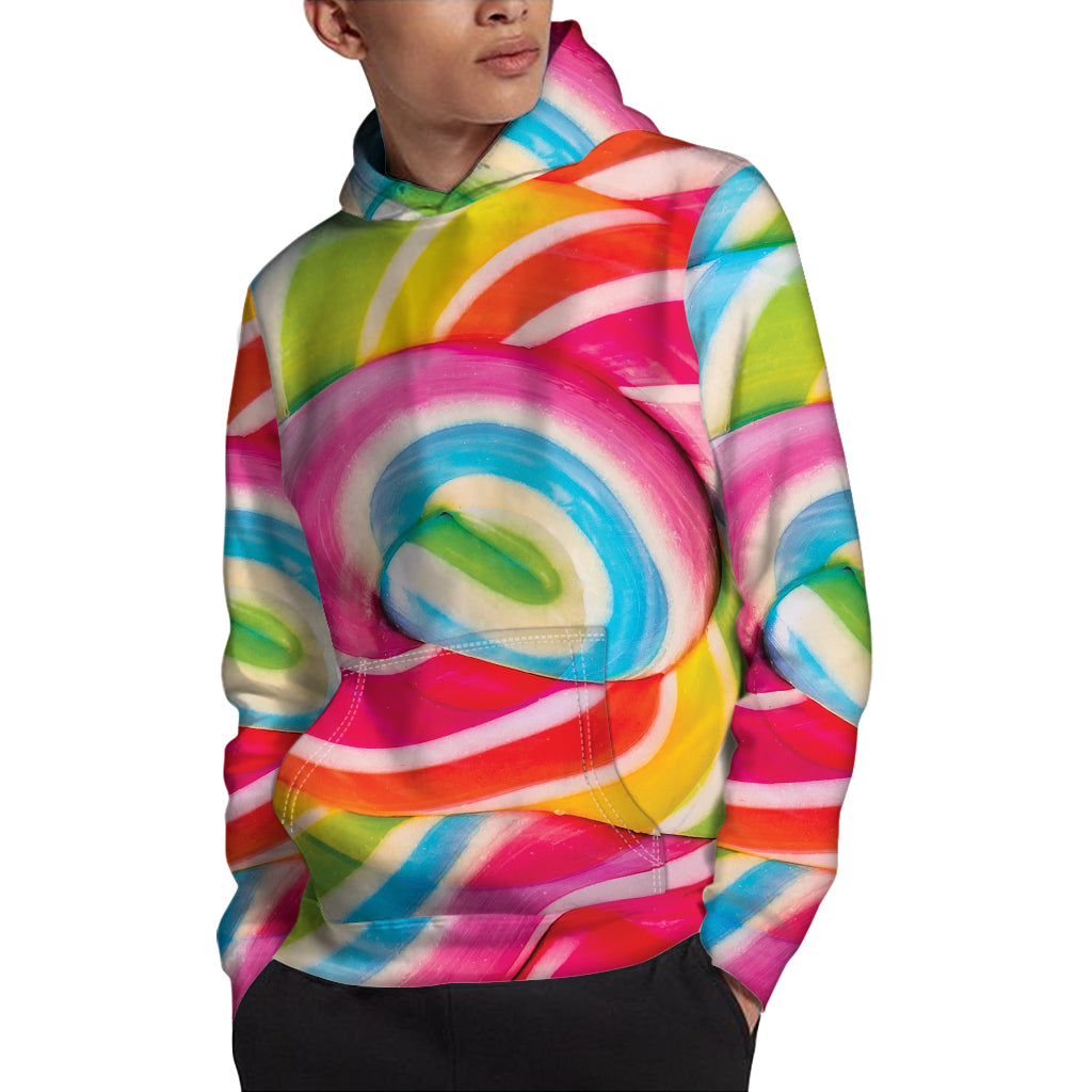 Rainbow Swirl Candy Print Pullover Hoodie