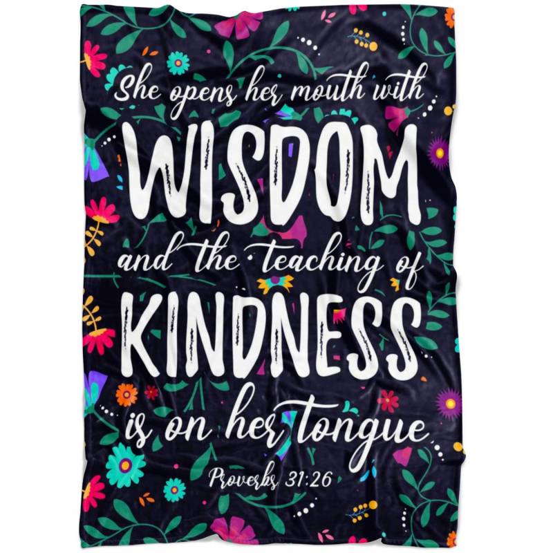 Proverbs 31:26 She opens her mouth with wisdom fleece blanket