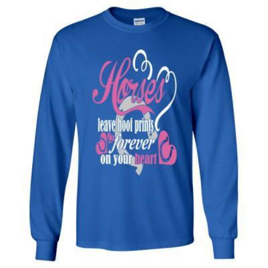 AGR Horses Leaves Hoofprint Forever On Your Heart – Long Sleeve T-Shirt