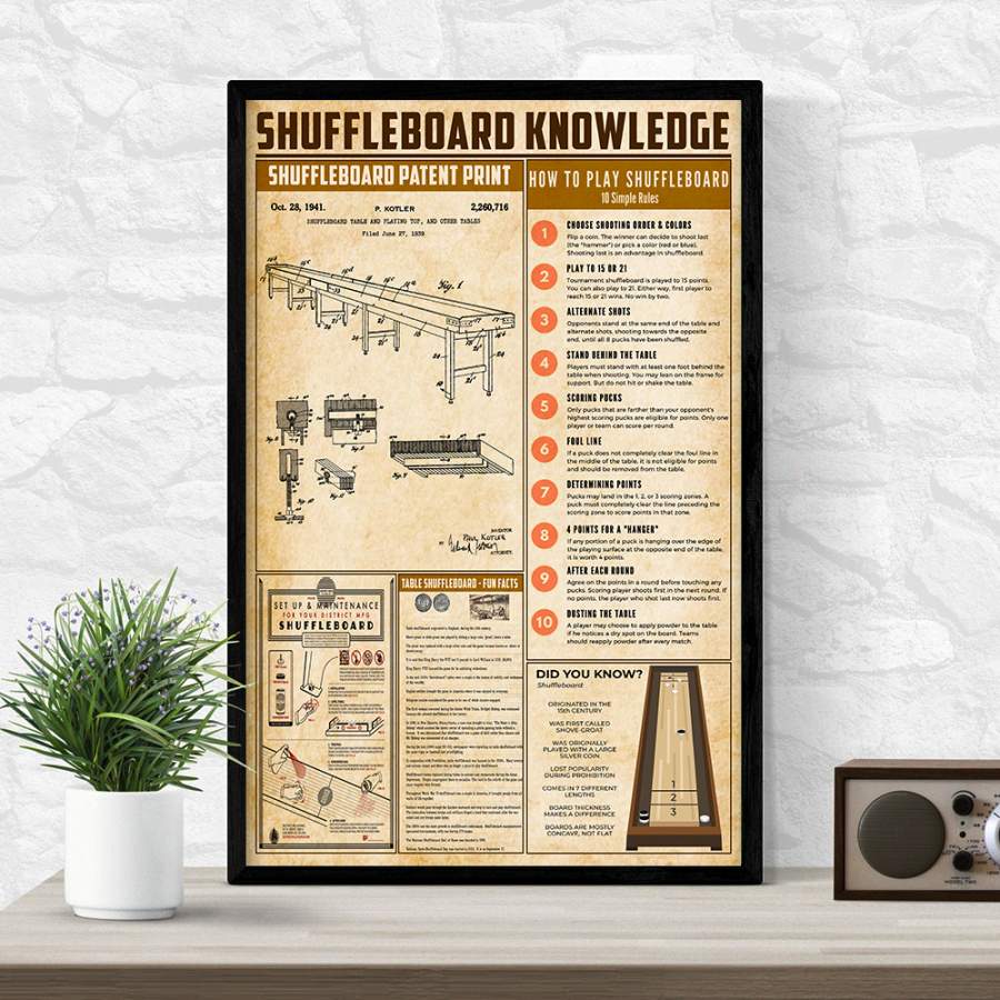 Wozoro Unframed Poster Shuffleboard Knowledge Size 11×17, 16×24, 24×36 inch